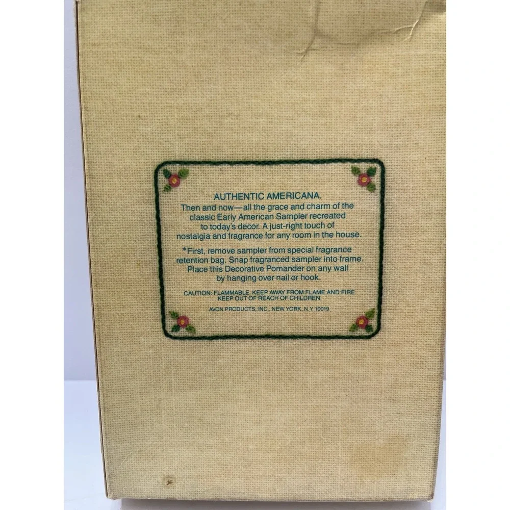 Vintage Avon Sampler Faux Needlework Plastic Frame 7x5